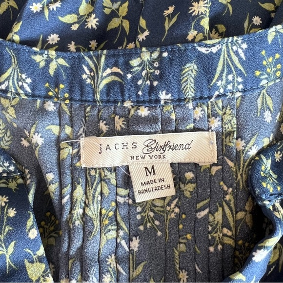 Jachs Girlfriend Floral Blue 3/4 Sleeve Flowy Boho Blouse Top Size M - Picture 12 of 12